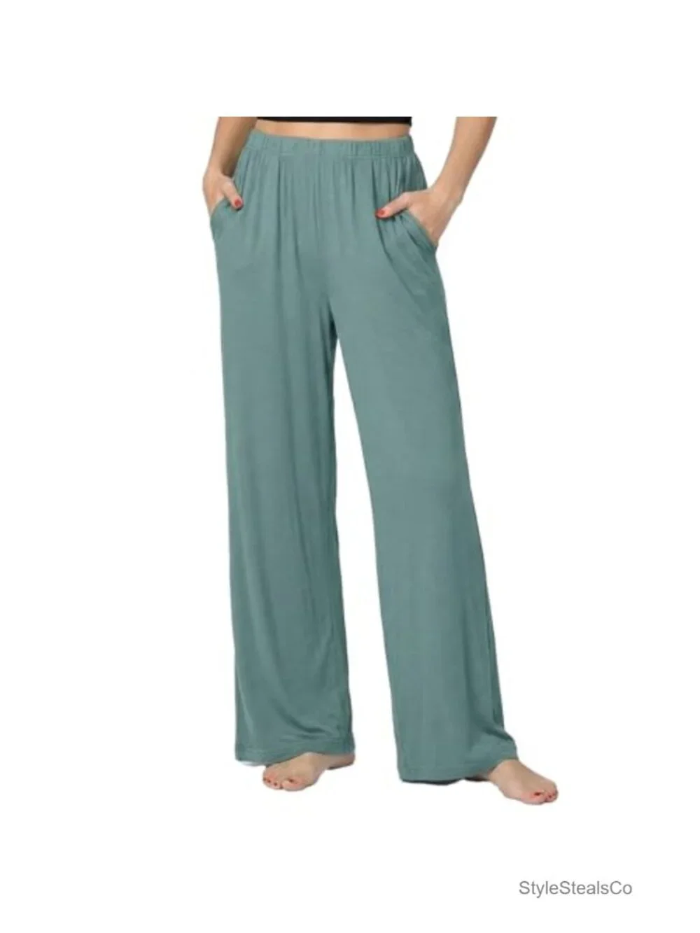 Women's Wide Leg Pajama Bottoms with Pockets Plus Size 2XL-7XL Cotton Lounge